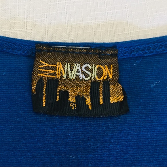 NYInvasion Peplum Medium Royal Blue Top Shirt - Picture 4 of 8